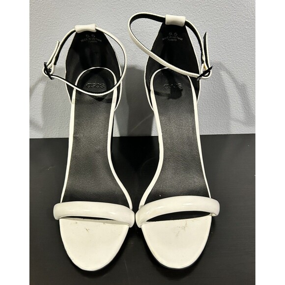 Asos High Heel Sandals‎ White Womens Size 5.5 cone Heel Evening Party strappy - Picture 3 of 8